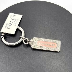 COACH LOZ Pave‎ Lanyard Diamond Pink Enamel Keychain FOB 
Purse Charm Tag New